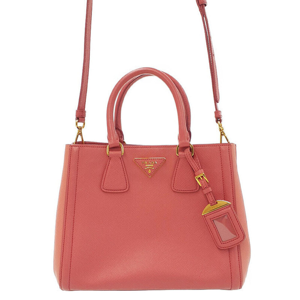 Prada Saffiano Lux 2Way Handbag pink leather